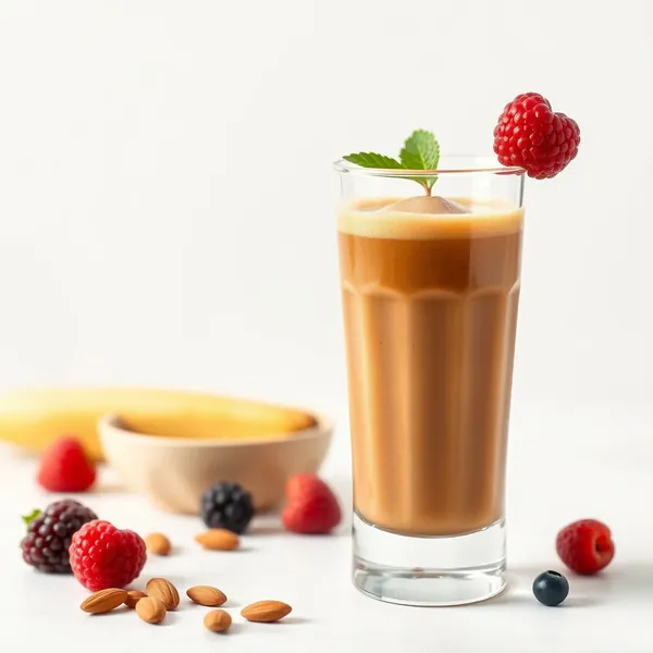 Smoothie de Café Frio com Manteiga de Amêndoa Rica em Fibra
