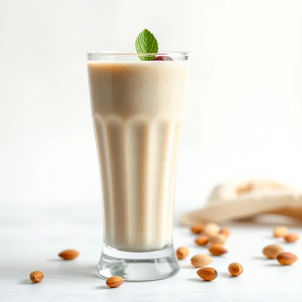 Smoothie aus Mandelbutter und Pistazienmilch reich an Ballaststoffen