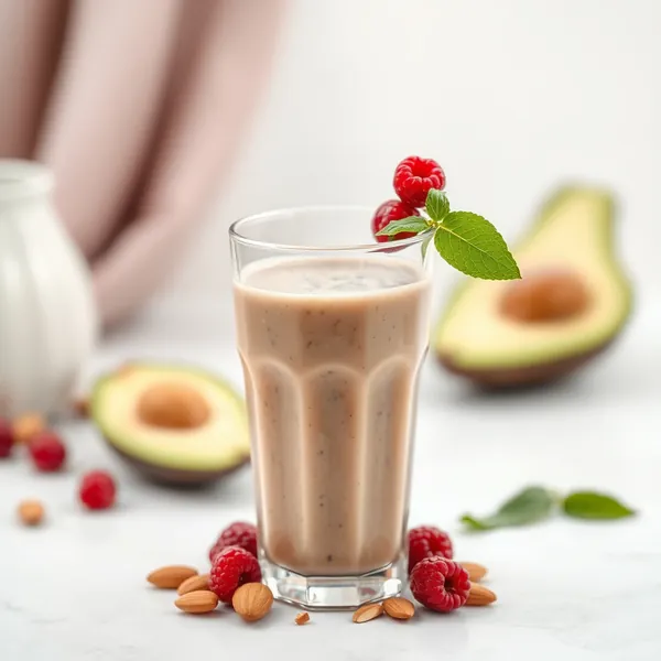 Faserreicher Avocado Mandel Kokosmilch Smoothie