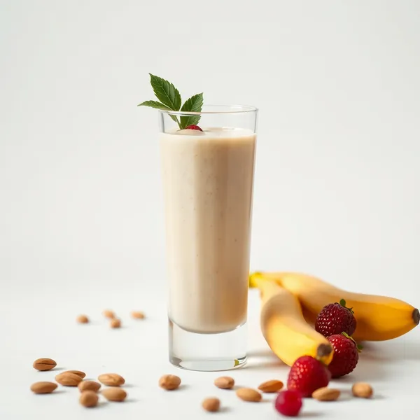 Smoothie de Banana, Amêndoa e Leite de Coco Rico em Fibra