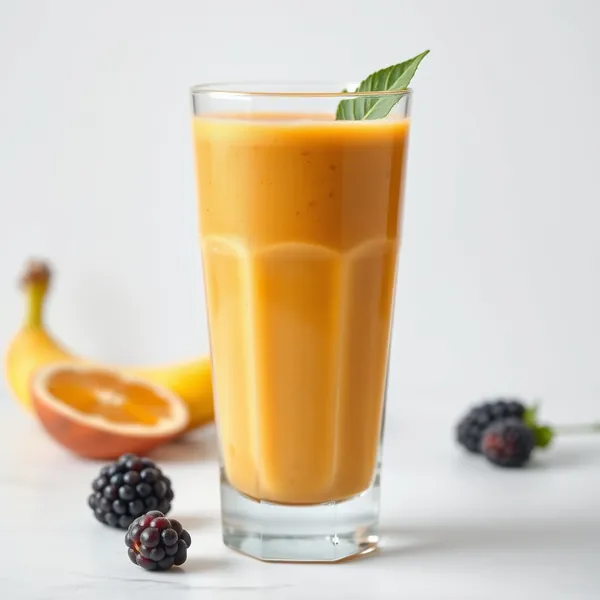 Smoothie de Banana e Suco de Laranja Rico em Fibra
