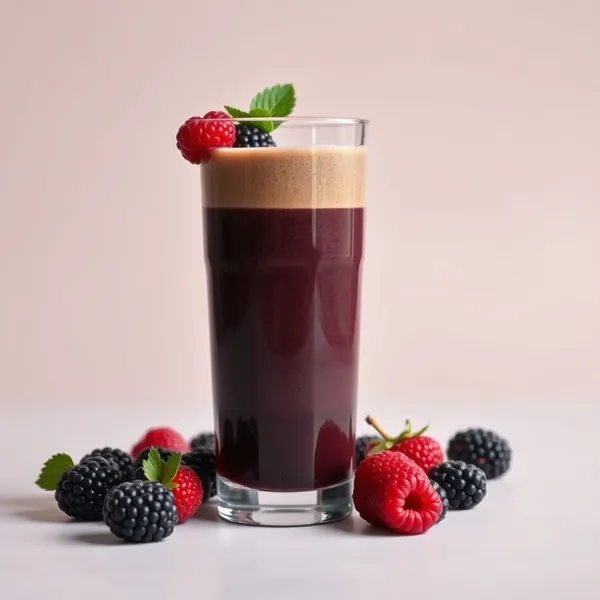 Smoothie mit Schwarzen Beeren und Kaltem Kaffee