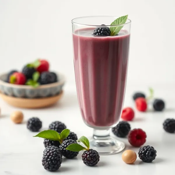 Smoothie aus Haselnüssen und Brombeeren, reich an Ballaststoffen