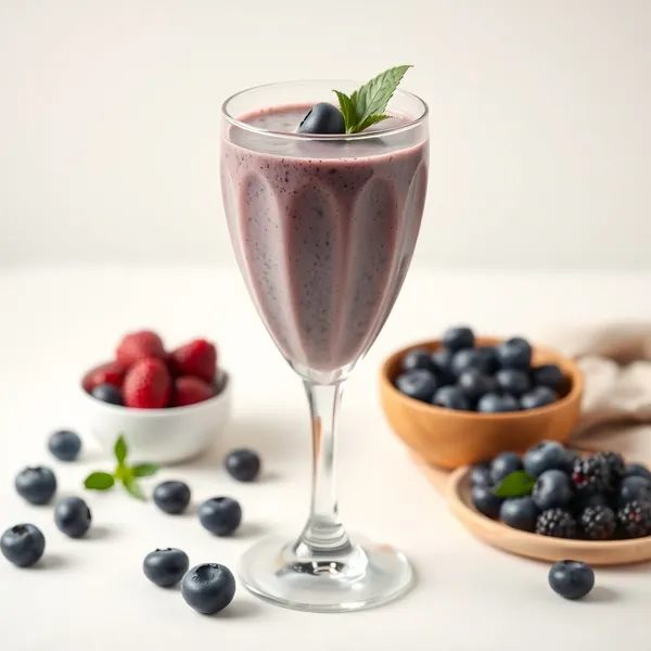 Smoothie de Lait de Riz aux Myrtilles Riche en Fibres