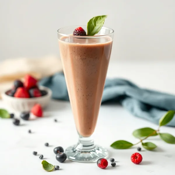 Smoothie aus faserreichem Kakaopulver und Erbsenmilch