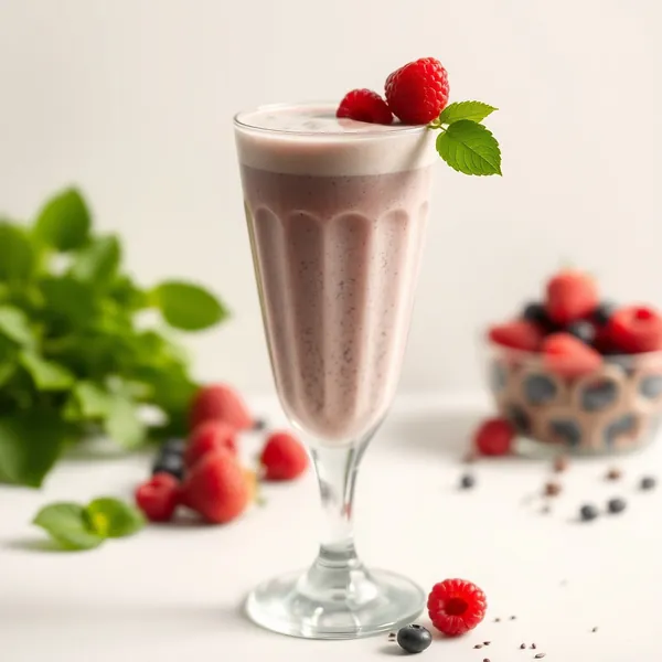 Smoothie aus Griechischem Joghurt und Chiasamen reich an Ballaststoffen