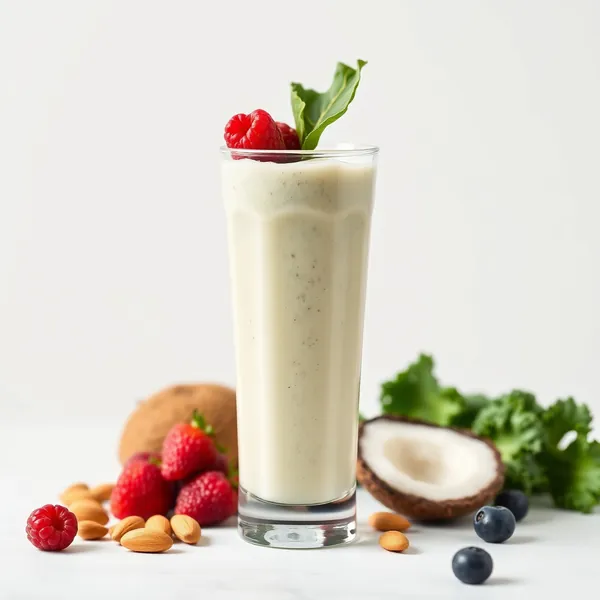 Smoothie de Couve, Amêndoa e Leite de Coco Rico em Fibra