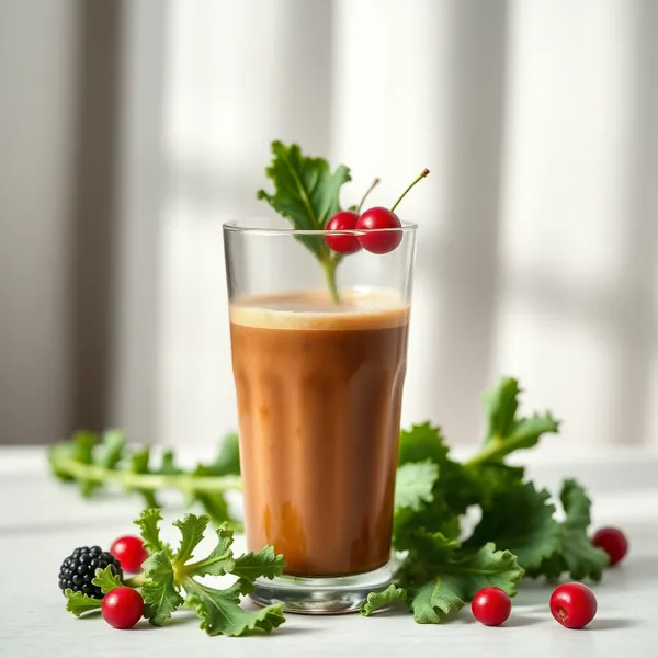 Smoothie aus Kale und Eiskaltem Kaffee Reich an Ballaststoffen
