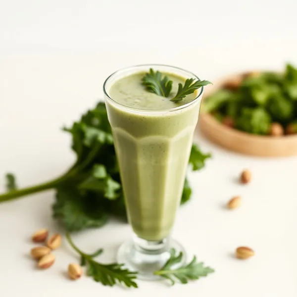 Smoothie de Couve e Leite de Pistache Rico em Fibra