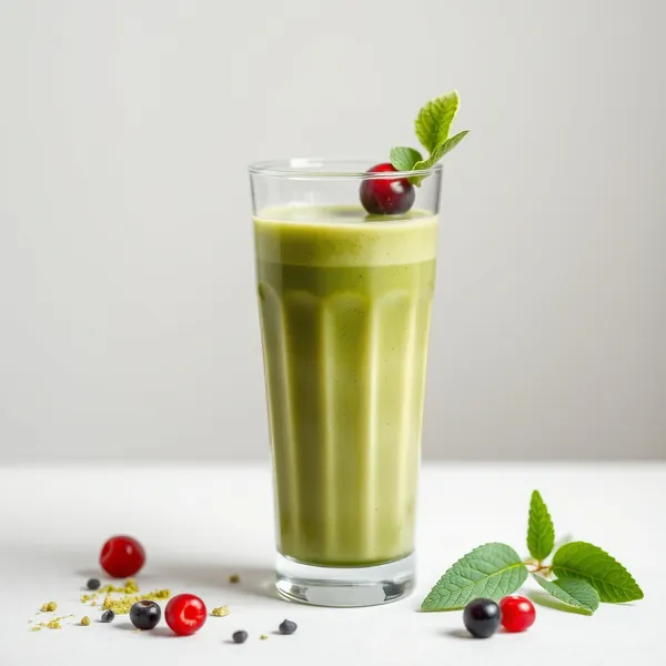 Batido de Leite de Espelta e Matcha Rico em Fibra