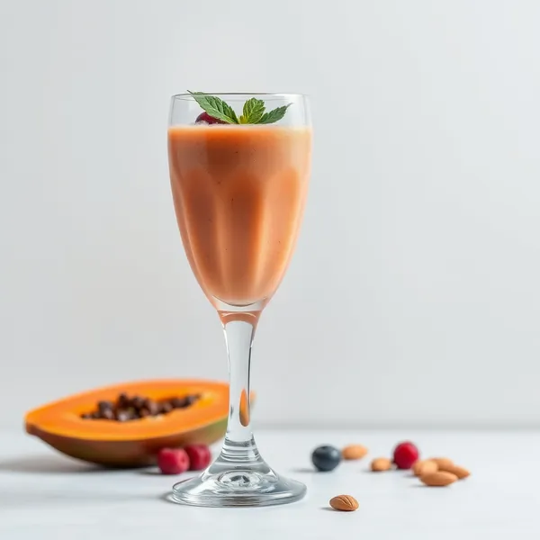 Smoothie de Papaya, Amêndoa e Leite de Coco Rico em Fibra
