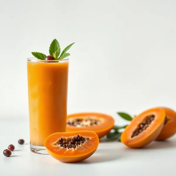 Smoothie de Papaya e Suco de Laranja Rico em Fibra