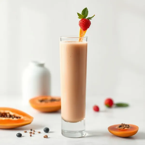 Batido de Papaya e Leite de Soja Rico em Fibra