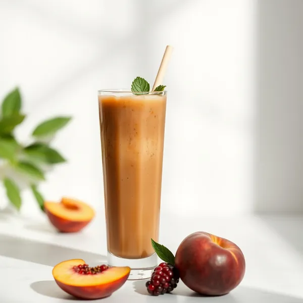 Smoothie de Café Frio com Pêssego e Rico em Fibra