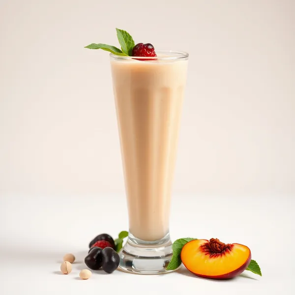 Batido de Pêssego e Leite de Macadâmia Rico em Fibra