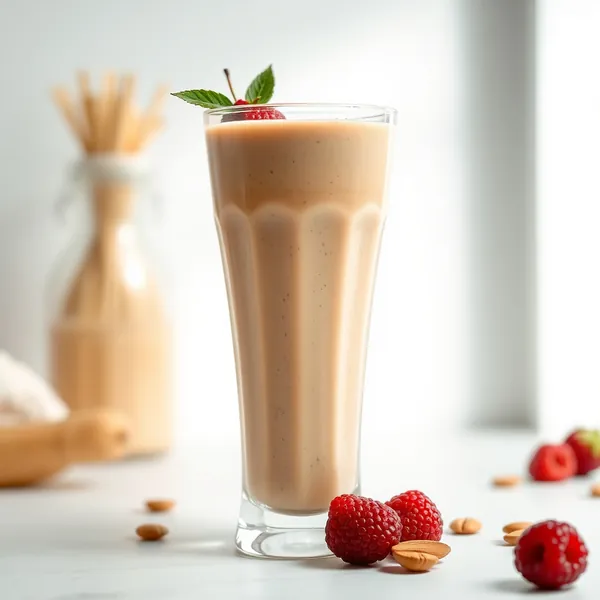 Smoothie de Manteiga de Amendoim, Amêndoa e Leite de Coco Rico em Fibra