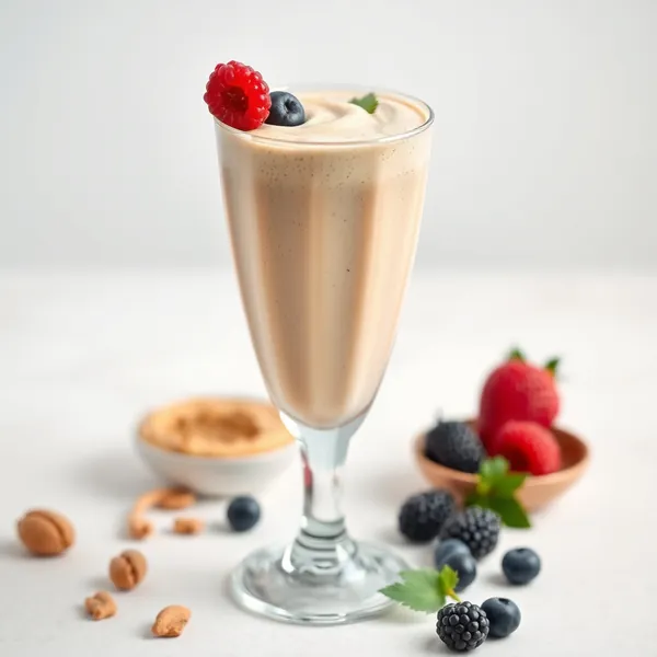 Smoothie de Manteiga de Amendoim e Iogurte Grego Rico em Fibra