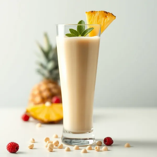 Batido de Abacaxi e Leite de Macadamia Rico em Fibra
