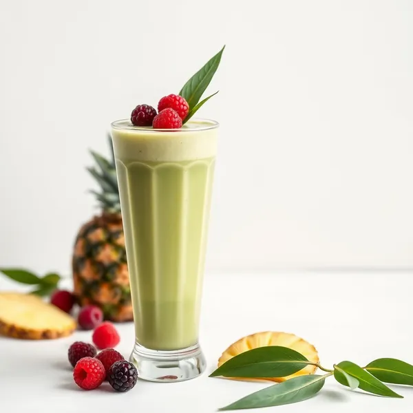 Smoothie de Abacaxi com Matcha Rico em Fibra
