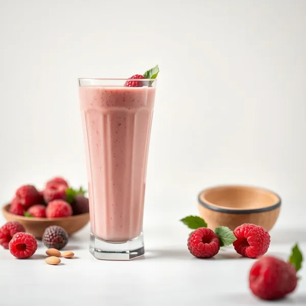 Smoothie de Framboesa, Amêndoa e Leite de Coco Rico em Fibra