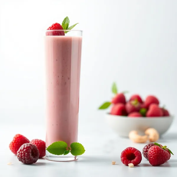 Faserreicher Himbeer-Cashew-Milch-Smoothie