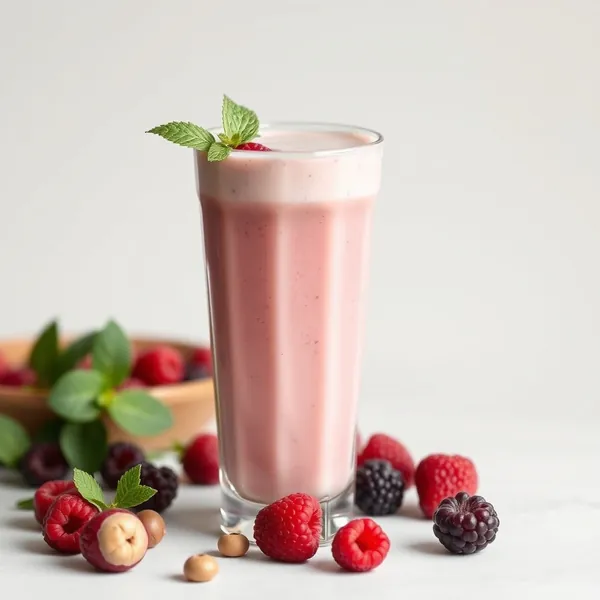 Smoothie mit Himbeeren und Haselnüssen
