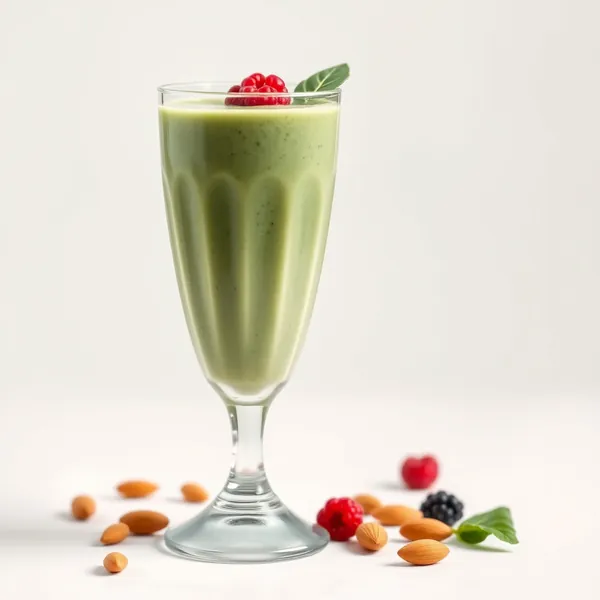 Smoothie Rico em Fibra de Espinafre, Amêndoa e Leite de Coco