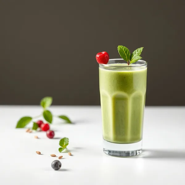 Smoothie de Arroz com Leite e Espirulina Rica em Fibra