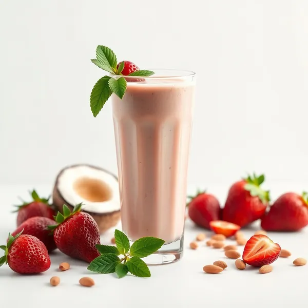Smoothie Rico em Fibra de Morango, Amêndoa e Leite de Coco