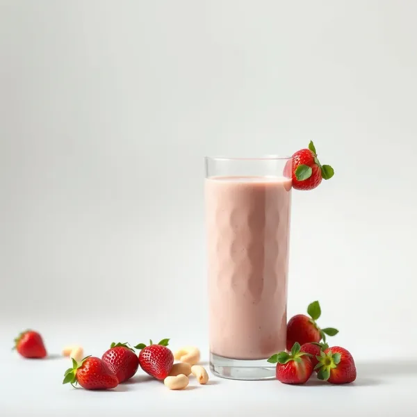 Smoothie de Morango e Leite de Caju Rico em Fibra