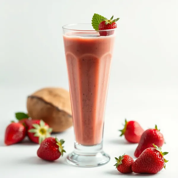 Smoothie Rico em Fibra de Morango e Água de Coco