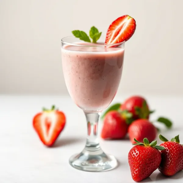 Smoothie de Morango e Iogurte Grego Rico em Fibra