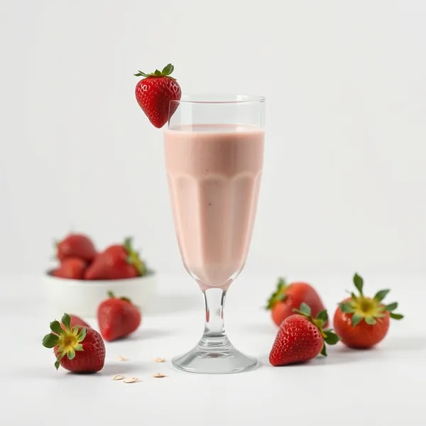 Batido de Morango e Leite de Aveia Rico em Fibra