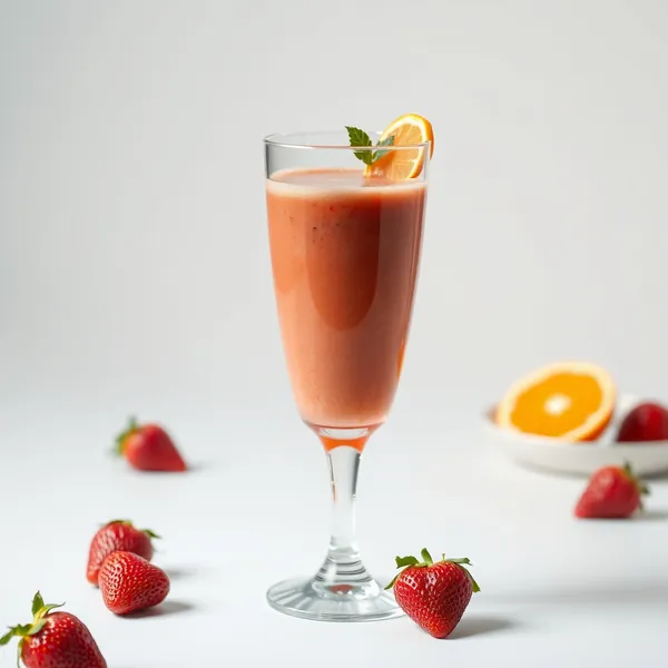Smoothie de Suco de Laranja e Morango Rico em Fibra