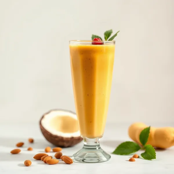 Smoothie Rico em Fibra com Cúrcuma, Amêndoa e Leite de Coco