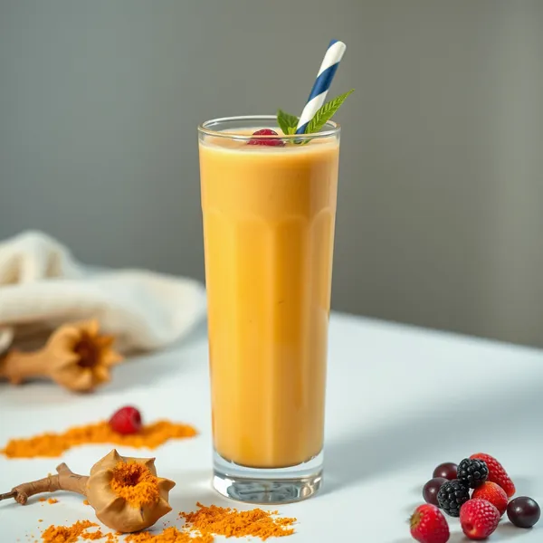 Batido de Leite de Espelta e Cúrcuma Rico em Fibra