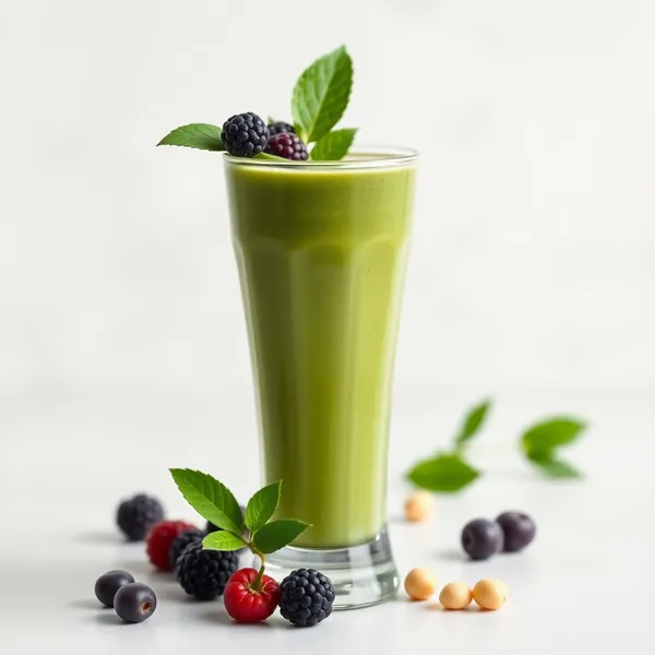 Grüner Detox Acai Macadamia Milch Smoothie