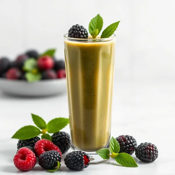 Grüner Detox Brombeer Eiskaffee Smoothie