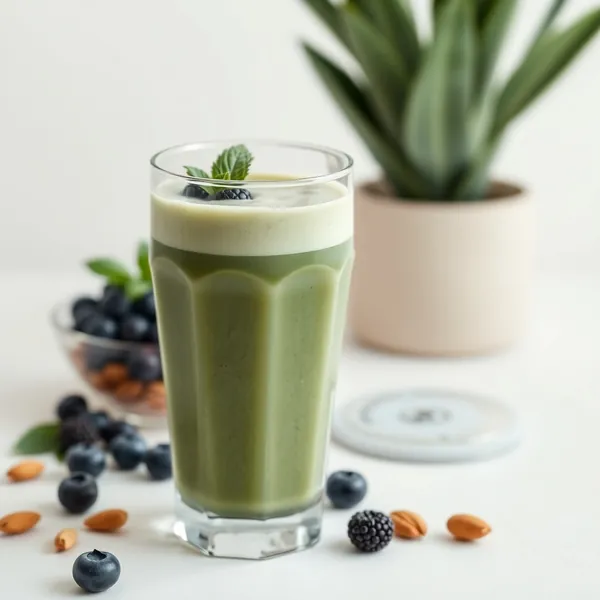 Grüner Detox-Blaubeere-Mandel-Kokosmilch-Smoothie