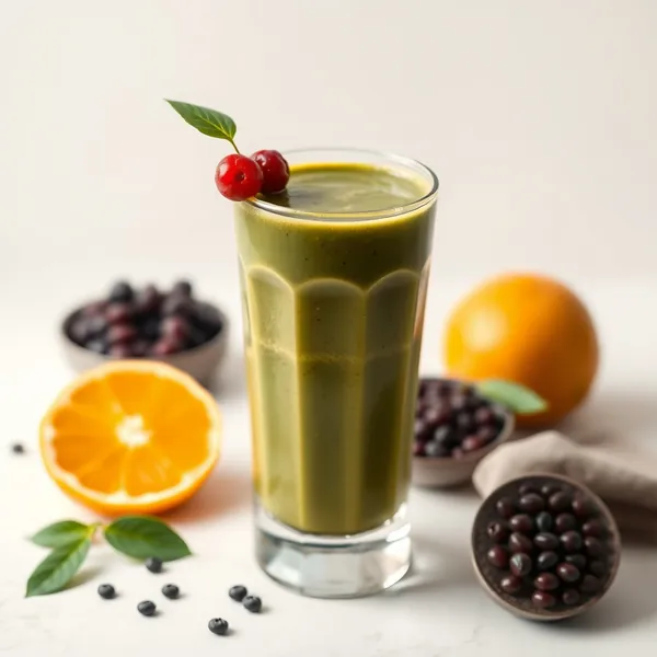 Smoothie Vert Désintoxiquant au Cacao et Jus d'Orange
