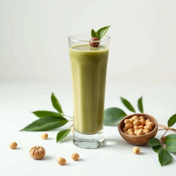 Grüner Entgiftungs-Smoothie mit Kakao und Pistazienmilch