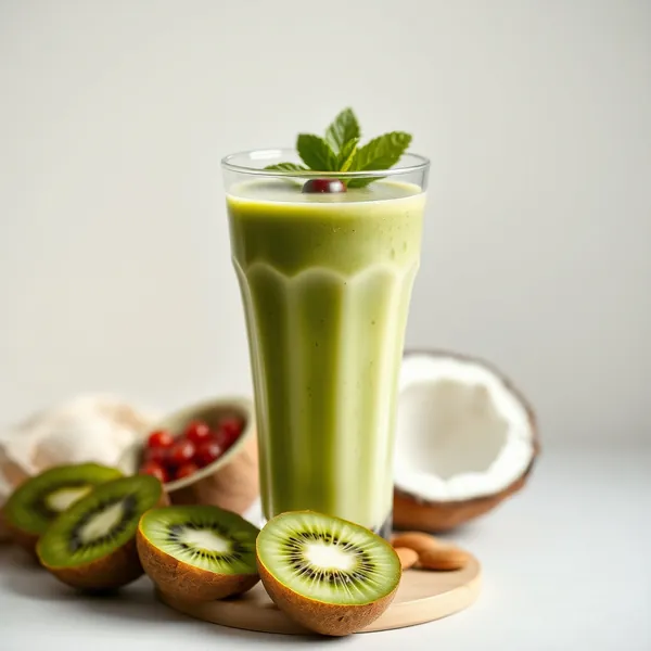 Grüner Detox Kiwi Mandel Kokosmilch Smoothie