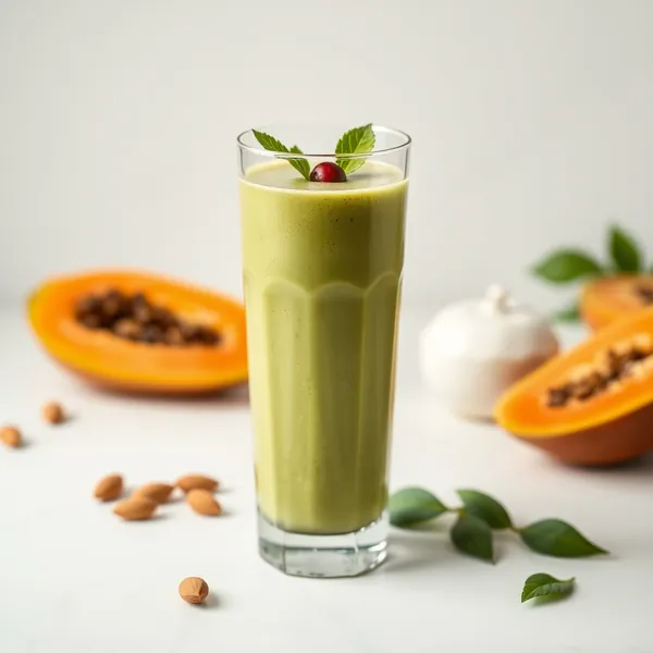 Smoothie Vert Détoxifiant à la Papaye, Amande et Lait de Coco