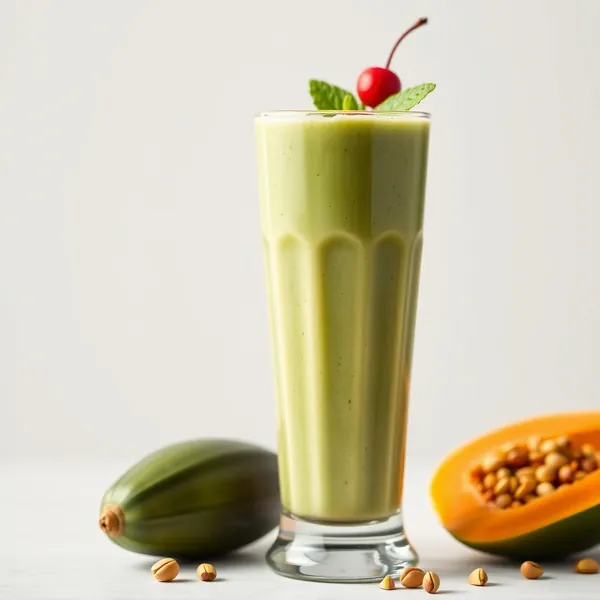 Smoothie Vert Désintoxiquant à la Papaye et au Lait de Pistache