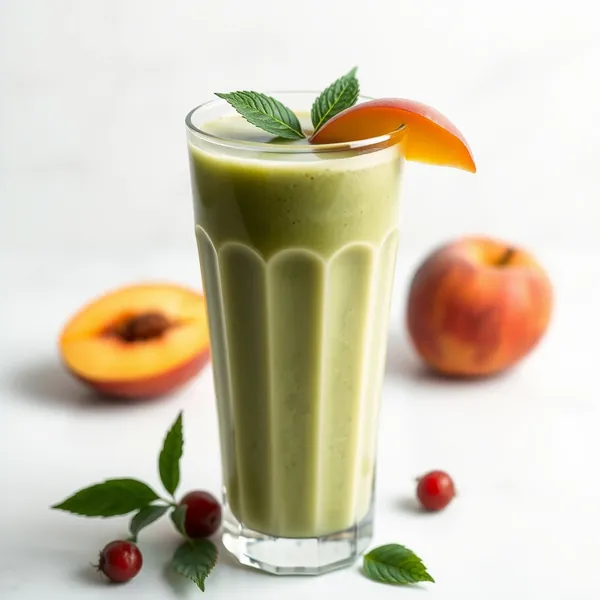 Smoothie Vert Détox à la Pêche avec Lait de Chanvre