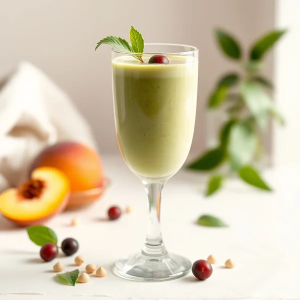 Green Detox Peach Macadamia Milk Smoothie