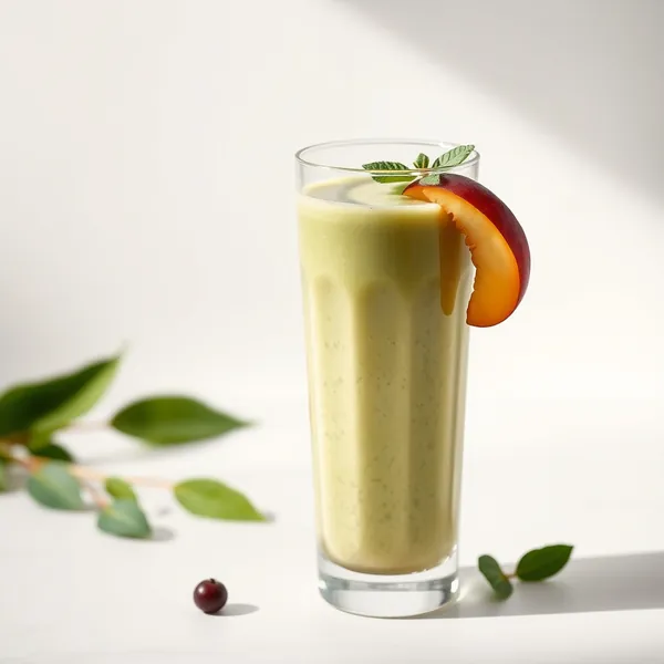 Smoothie Verde Desintoxicante de Pêssego com Leite de Arroz