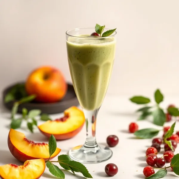 Grüner Detox-Pfirsich-Dinkelmilch-Smoothie