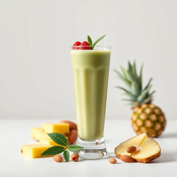 Smoothie Verde Disintossicante all'Ananas, Mandorla e Latte di Cocco