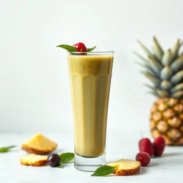 Grüner Detox-Ananas-Eiskaffee-Smoothie